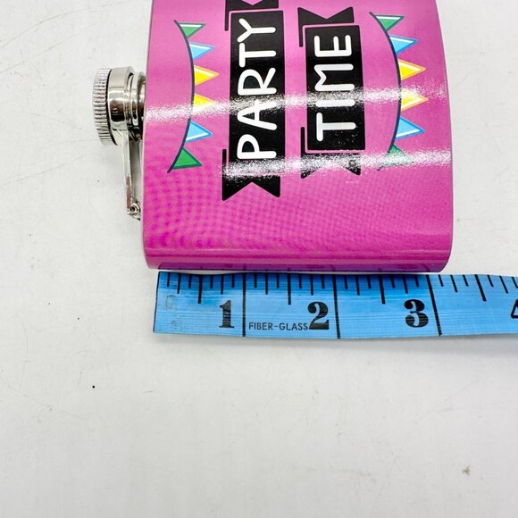 Party Time Stainless Steel Flask 6 Oz Pink With Colorful Banner Design Midwood - Picture 5 of 7